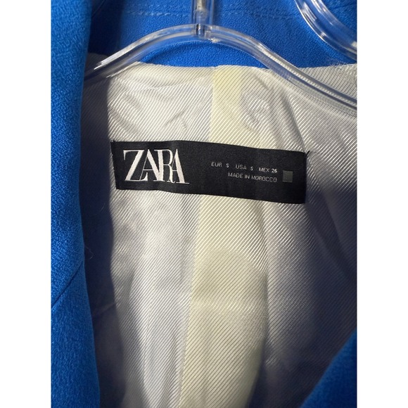 ZARA Double Breasted Blazer Electric Blue Gold Button Women's Size Small NWT - Picture 2 of 5